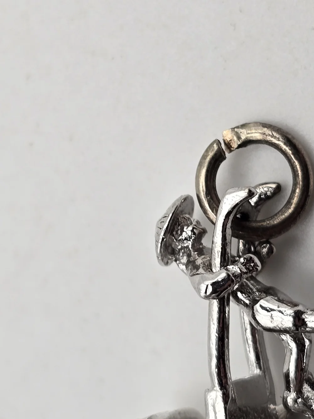 Sterling Silver Moveable Rickshaw Man Pulling Cart Charm